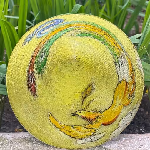 Nón cỏ bàng vàng họa tiết chim Phụng