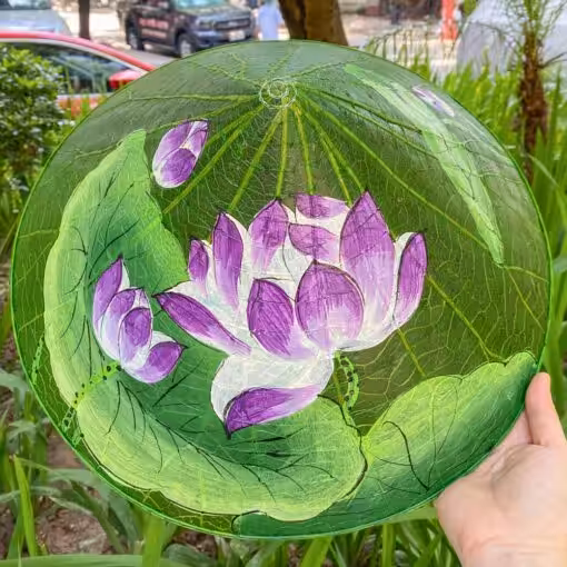 Nón lá Sen Huế họa tiết Sen tím