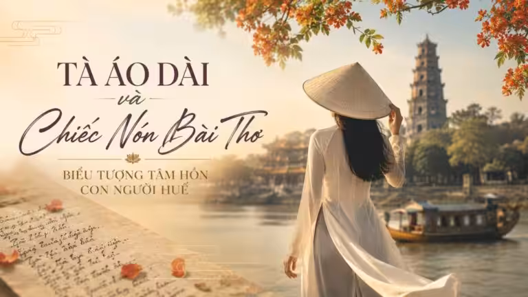 ao dai va non bai tho bieu tuong hue
