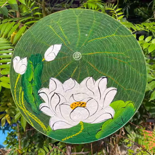 Nón lá sen huế vẽ tay sen tím 02