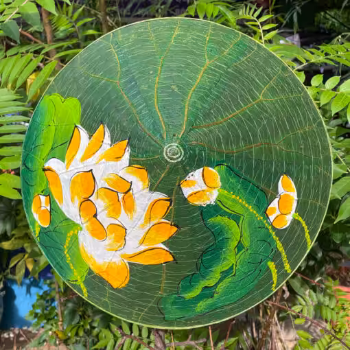 Nón lá sen huế vẽ tay sen tím 02