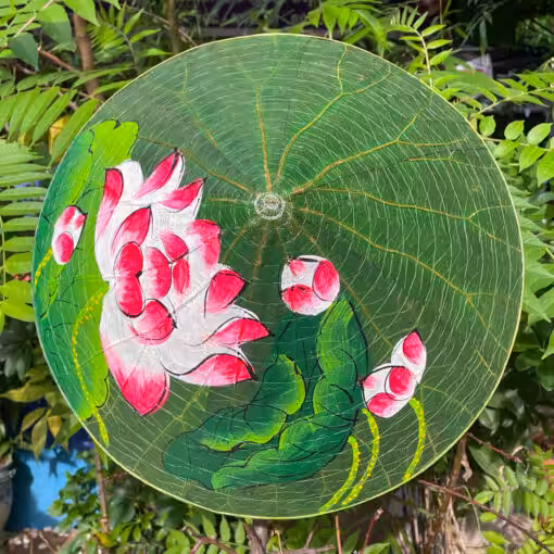 Nón lá sen huế vẽ tay sen tím 02
