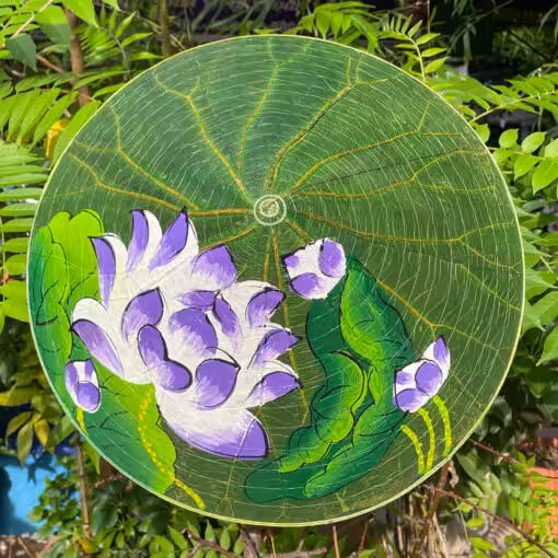 Nón lá sen huế vẽ tay sen tím 02