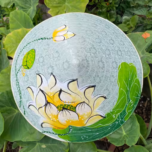 Nón lụa tím họa tiết hoa bướm