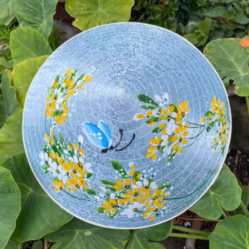 Nón lụa tím họa tiết hoa bướm