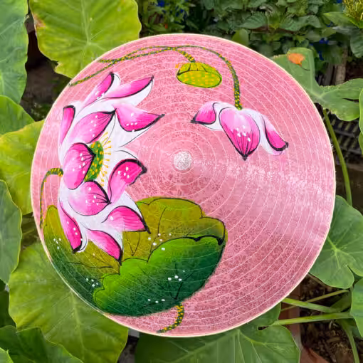 Nón lụa tím họa tiết hoa bướm
