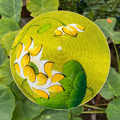 Nón lụa tím họa tiết hoa bướm