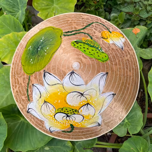 Nón lụa tím họa tiết hoa bướm